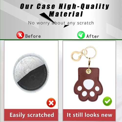 BORKUANA PU Leather Keychain Holder Protective Case Compatible with AirTag