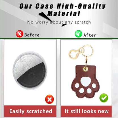 BORKUANA PU Leather Keychain Holder Protective Case Compatible with AirTag