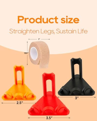 6Pcs Chicken Leg Splints, 3 Sizes (S/M/L) Adjustable Splint for Bumblefoot Treatment, Broken Feet, Splay Leg, Curled Toes, Osteoarthritis in Hens, All Growth Stages Covered, Orange Black and Red