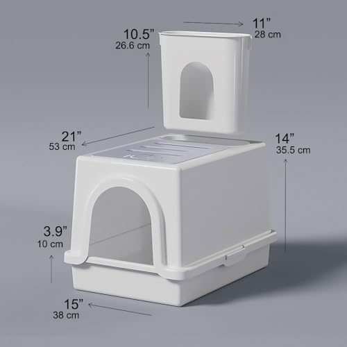 HOP Rabbit Litter Box, Less Mess with Built-in Hay Feeder Designed for Rabbits/Bunnies. Includes Removable Cover and Pan. BPA-Free and Dishwasher Safe. Cat, Guinea Pig and Chinchilla Friendly Too.