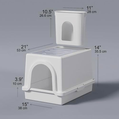 HOP Rabbit Litter Box, Less Mess with Built-in Hay Feeder Designed for Rabbits/Bunnies. Includes Removable Cover and Pan. BPA-Free and Dishwasher Safe. Cat, Guinea Pig and Chinchilla Friendly Too.