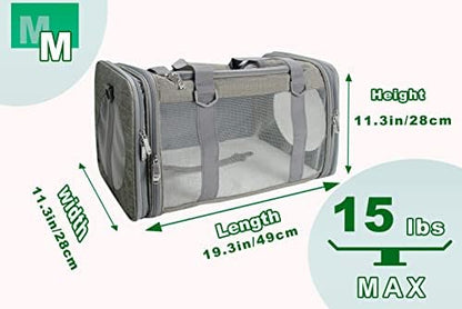 Soft-Sided Pet Carrier for Cats Small Dogs of 15 Lbs Medium Grey