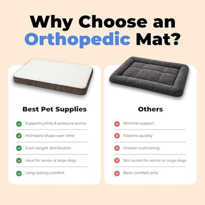 Best Pet Supplies Orthopedic Dog Bed with Memory Foam, Washable Dog Crate Mat for Small, Medium & Large Dogs, Thick Mattress for Crates, Kennels or Floor, Waterproof Pet Bed - Brown, 24 x 16 x 3