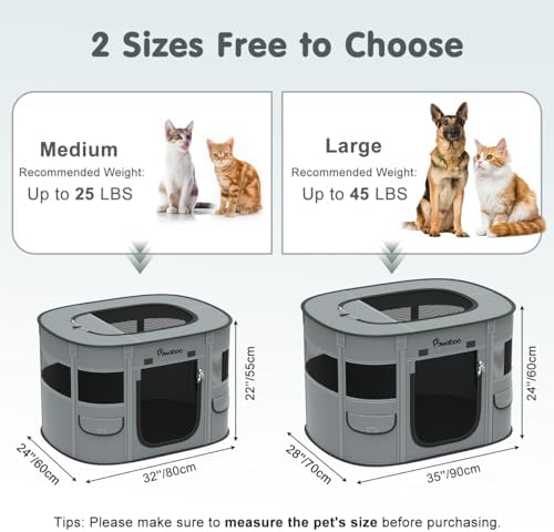 Pawaboo Portable Dog Playpen, 600D Oxford Pet Tent, Charcoal Gray