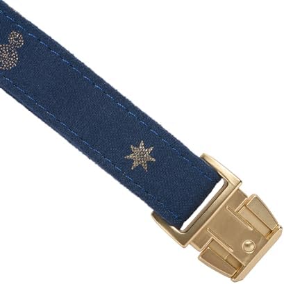 Cotton Fibric Dog Collar with High Grade Metal Buckle, for Small Dogs(Dark Blue,Small:10-15")