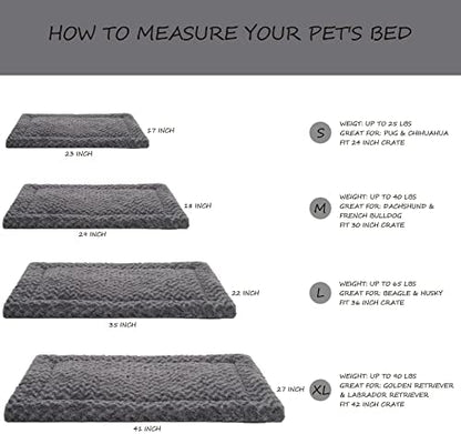 Washable Dog Bed Mat Ultra Soft Dog Crate Pad Comfy Fluffy Pet Kennel Beds Sleeping Mattress for Large Jumbo Medium Small Dogs, 36 x 23 Inch, Gray (Pack of 2)