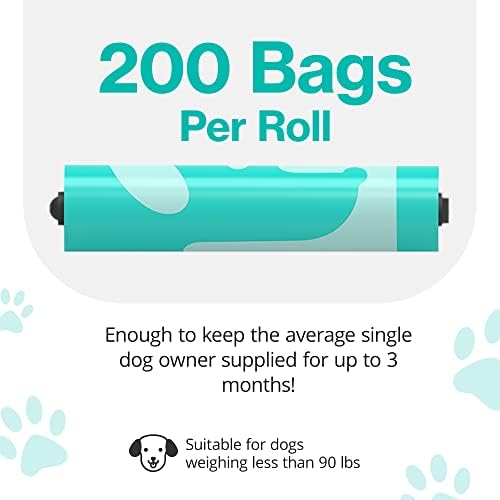 PawPail Scented Poop Bags For Dogs - 1 Roll of 200 Standard Size Dog Waste Bags - Mild Floral Scent - Leakproof & Durable - For Pet Waste Station