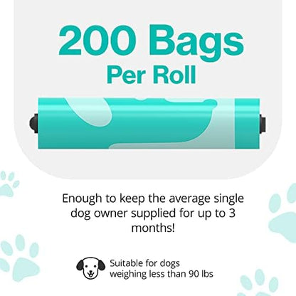 PawPail Scented Poop Bags For Dogs - 1 Roll of 200 Standard Size Dog Waste Bags - Mild Floral Scent - Leakproof & Durable - For Pet Waste Station