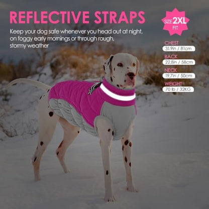 AOFITEE Dog Coat Warm Fleece Dog Winter Coat with Harness for Large Dogs