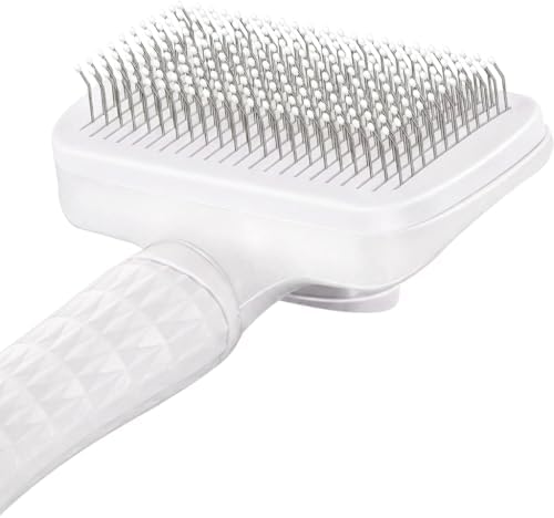 Self-Cleaning Slicker Brush, Dog Cat Bunny Pet Grooming Shedding Brush, Easy to Remove Loose Undercoat, Pet Massaging Tool Suitable for Pets with Long or Short Hair (White)