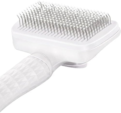 Self-Cleaning Slicker Brush, Dog Cat Bunny Pet Grooming Shedding Brush, Easy to Remove Loose Undercoat, Pet Massaging Tool Suitable for Pets with Long or Short Hair (White)