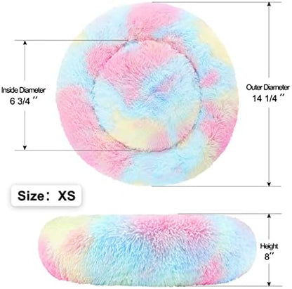 NOYAL Donut Dog Bed for Small Medium Pets, Plush Calming Faux Fur