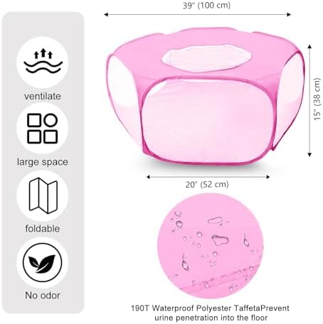 Guinea Pig Playpen with Lid, Breathable Small Animals Playpen with Anti-Escape Cover Portable Kitten Playpen Indoor/Outdoor Yard Exercise Cage House Tent for Hamster Chinchillas Rabbits Bunny