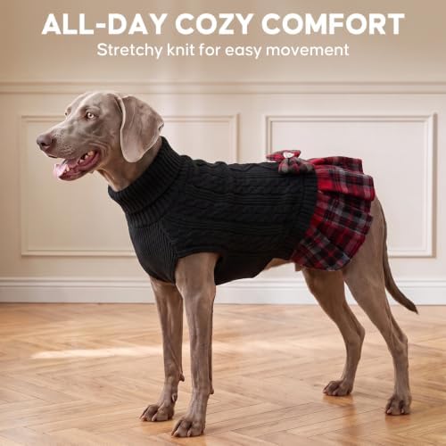 KYEESE Dog Sweater Dress for Large Dogs Turtleneck Thick Knit Pullover