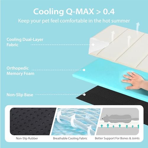 Dog Cooling Mat for Large Dogs, 35"x23" Memory Foam Pet Pad