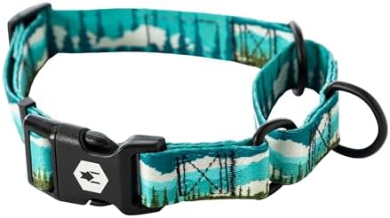 Wolfgang Heavy Duty Martingale Dog Collar with Quick Release Nylon Buckle for Walking & Training, GreatEscape Print, Medium