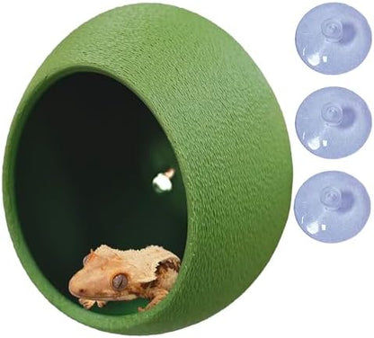 Woyrise Reptile Hide Cave Plastic Egg Shape Hideout, Gecko Hide with Strong Suction Cups Climbing Toys Reptile Shelter Sleeping Cave for Arboreal Reptiles, Frogs, Spiders Terrarium Decor - Green