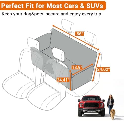 Meginc 56" Dog Seat Cover for Back Seat, Scratch Resistant Hammock for Car