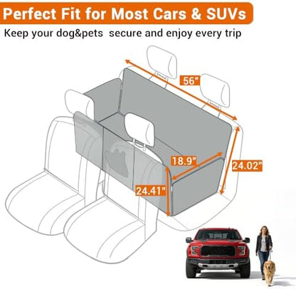 Meginc 56" Dog Seat Cover for Back Seat, Scratch Resistant Hammock for Car