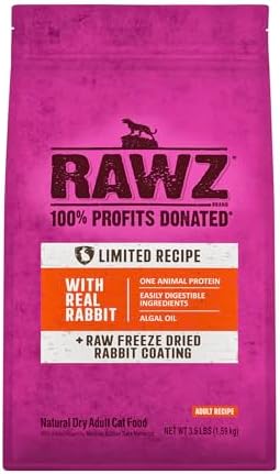 Rawz Real Rabbit Dry Food for Cats with Freeze Dried Coating (3.5 Pounds) Made in USA