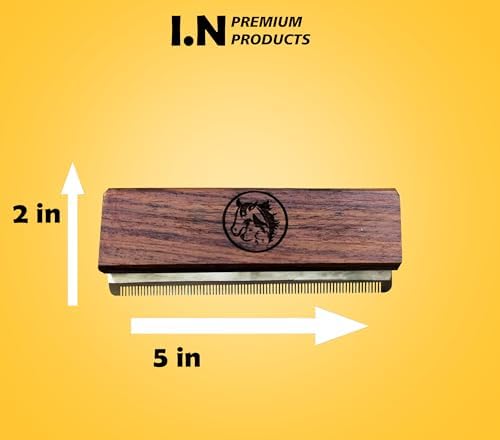 Deshedding Grooming Brush for Dogs Cats & Horse Easy Ergonomic Wood Groomer Brush Professional Brush Grooming Tool Supplies, Remove painlessly 95 Percent of Lose Hair Fur & Dirt (5 inch)