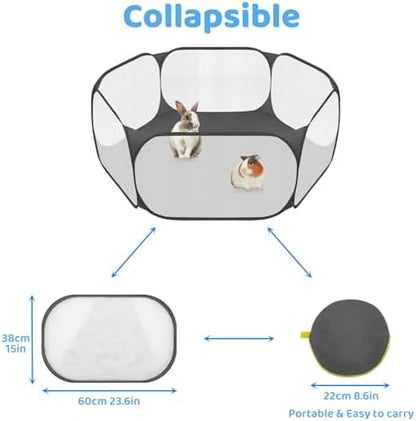 Amakunft Small Animal Playpen, Pop-Up Portable Play Yard for Guinea Pigs, Rabbits, Hamsters, Hedgehogs, Foldable Exercise Fence with Breathable Mesh for Indoor Outdoor Use