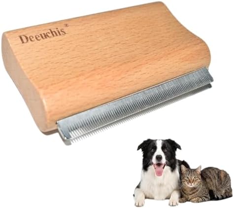 Wooden Deshedding Brush for Dogs, Cats & Horses, Deshedding Grooming Tool Curry Comb Pet Hair Removal Tool, Deshedding Dog Brush Combs for All Hair Types, 4.33 Inch
