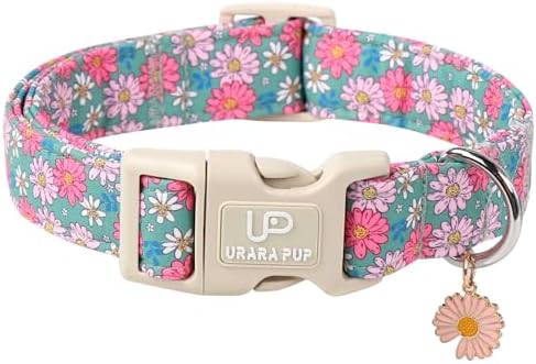 Summer Dog Collar–Spring Summer Floral Dog Collars,Wildflowers Pet Collar with Quick Release,Adjustable for Small/Medium Dogs