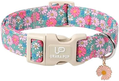 Summer Dog Collar–Spring Summer Floral Dog Collars,Wildflowers Pet Collar with Quick Release,Adjustable for Small/Medium Dogs