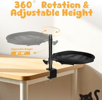 Topmart Double-Deck Cat Desk Bed with 360° Rotating & Adjustable Height