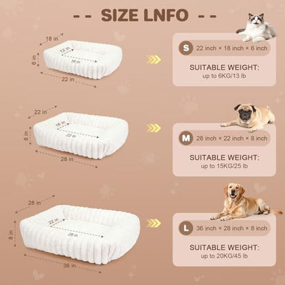 Square Cat Bed Orthopedic Pet Bed with Pillow Super Soft Rabbit Fur Small Dog Beds, Calming Plush Kitten Bed with Removable Washable Cover & Anti-Slip Bottom cat beds for Indoor Cats self Warming