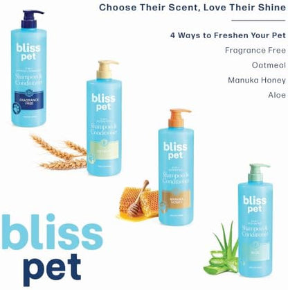 Bliss Pet Aloe Dog Shampoo Conditioner and Detangler, 17 Fl Oz