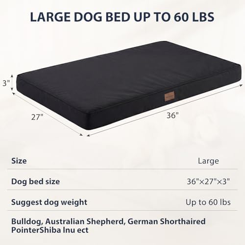 BFPETHOME Outdoor Waterproof Dog Bed for Large Dogs, Washable Cover, 36"