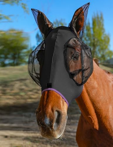 Horse Fly Mask with Ears, Fly Mask for Horses, Breathable Mesh