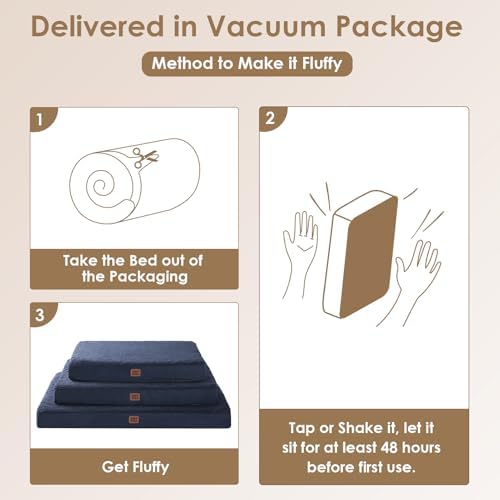 EHEYCIGA Orthopedic Dog Bed Large with Removable Washable Cover, 47IN Navy