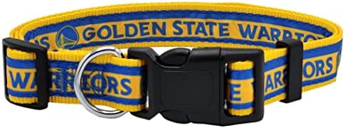 New & Improved Pets First NBA PET Collar Golden State Warriors Dog Collar, Size Medium Basketball Team Collar for Dogs & Cats. A Shiny & Colorful Dog & Cat Collar Licensed by The NBA
