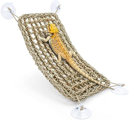 Niteangel Bearded Dragon Seagrass Hammock: Rectangle 16"x 8" & Suction Cups