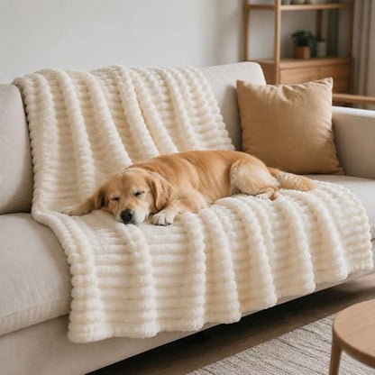 Emotional Support Blanket for Dogs, Yellow Dog Blanket (White,27x39in)