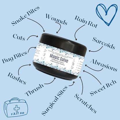 Wound Salve - For Horses, Pets, Livestock & People - Calendula, Shields Abrasions, Stops Infections, Promotes Scabbing, Reduces Inflammation & Scarring, Vet-Approved - Bev's Magic Salve (12 oz)