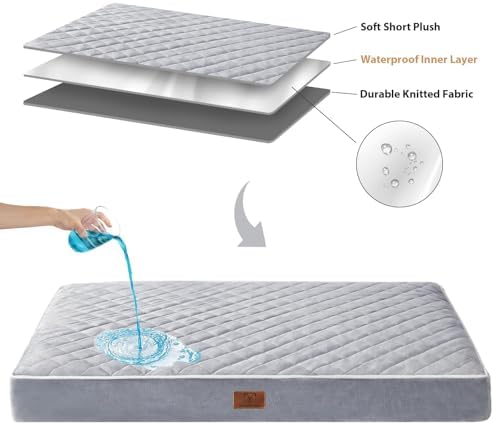 WNPETHOME Orthopedic Waterproof XL Dog Bed for Crate Cozy Sleep