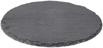 Reptile Basking Platform 6" Round Slate Rock Plate, Natural Tortoise Feeding Bowl Resting Stone for Bearded Dragon Turtle Lizard Gecko