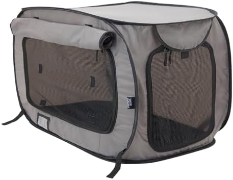 SportPet Designs Large Pop Open Kennel, Portable Cat Cage Kennel, Waterproof Pet bed, Carrier Collection