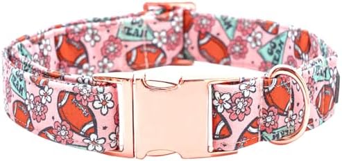 Dog Collars, Fall Puppy Collar Rugby Print Pet Collar Durable Metal Cute Soft Puppy Collars Adjustable Collar for Small Dogs