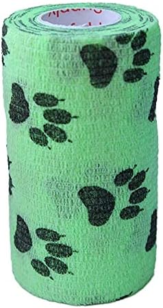 6 Pack Premium Vet Wrap - Self Adhesive Bandage Wrap & Athletic Tape - 4" x 5 Yards Elastic & Self-Sticking Cohesive Bandage for Pets, Sports, Wrists & Ankles - Paw Patterns by Prairie Horse Supply
