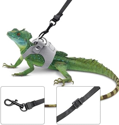 3PCS Bearded Dragon Harness and Leash Set | 3 Size Adjustable Reptile Leash