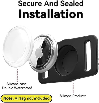 GOCII for Airtag Dog Collar Holder 2 Pack,Waterproof Dog Collar Holder for Apple AirTag(Gen 1 & 2),Silicone Air Tags Case for Dog Collars(Black)