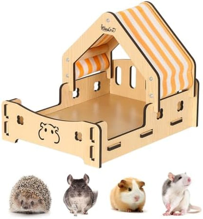 Wooden Guinea Pig Hideout Bunny House Rabbit Bed – Small Animal Habitat