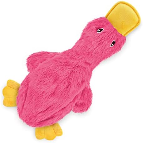 Best Pet Supplies Interactive Squeaky Dog Toy - Crinkle Duck, Pink