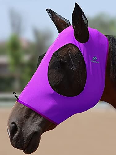 Mask Tech 5 Pieces Horse Fly Masks with Ears, Stretchy Elastic Mesh Fly Masks, 3D Eye Clearance, UV Protection-Medium,Combo 8