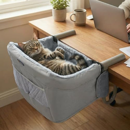 Veehoo Cat Desk Bed for Large Cats 50lbs, Extra-Sturdy Desk Cat Bed